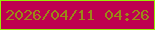 文字の大きさ：4、枠の色：97ec07、背景の色：be0050、文字の色：9a8817 無料ブログパーツのブログ時計