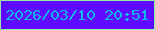 文字の大きさ：3、枠の色：97eda5、背景の色：5d0afe、文字の色：0db8ee 無料ブログパーツのブログ時計