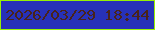 文字の大きさ：4、枠の色：97f104、背景の色：2731b8、文字の色：49231a 無料ブログパーツのブログ時計