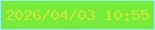 文字の大きさ：5、枠の色：97f2f5、背景の色：78eb3b、文字の色：c7ea36 無料ブログパーツのブログ時計