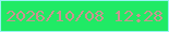 文字の大きさ：4、枠の色：97f3f2、背景の色：20ea65、文字の色：ca9490 無料ブログパーツのブログ時計