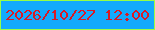 文字の大きさ：2、枠の色：97fe46、背景の色：13aafd、文字の色：d91a25 無料ブログパーツのブログ時計
