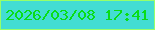 文字の大きさ：2、枠の色：97ff6a、背景の色：43ddd3、文字の色：08dd17 無料ブログパーツのブログ時計