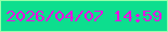 文字の大きさ：5、枠の色：97ffab、背景の色：0dde8e、文字の色：e810e2 無料ブログパーツのブログ時計