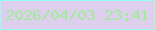 文字の大きさ：4、枠の色：97fff1、背景の色：decfef、文字の色：a1ed97 無料ブログパーツのブログ時計