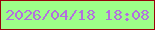 文字の大きさ：1、枠の色：98040a、背景の色：9dfe88、文字の色：b36fdf 無料ブログパーツのブログ時計
