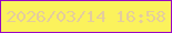 文字の大きさ：5、枠の色：9806c7、背景の色：fbf25c、文字の色：e4cd9d 無料ブログパーツのブログ時計