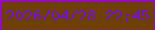 文字の大きさ：4、枠の色：9809cc、背景の色：6f4003、文字の色：720fdd 無料ブログパーツのブログ時計