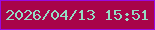 文字の大きさ：4、枠の色：980ae0、背景の色：a80449、文字の色：95dcc4 無料ブログパーツのブログ時計