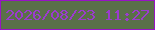 文字の大きさ：1、枠の色：9813c5、背景の色：5a7049、文字の色：9b3bcf 無料ブログパーツのブログ時計