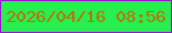 文字の大きさ：4、枠の色：9813d1、背景の色：28ef4f、文字の色：b3750a 無料ブログパーツのブログ時計