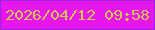 文字の大きさ：1、枠の色：9825e2、背景の色：e715ee、文字の色：cfc74f 無料ブログパーツのブログ時計