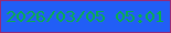 文字の大きさ：1、枠の色：982976、背景の色：215ef6、文字の色：09ae4d 無料ブログパーツのブログ時計
