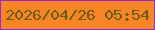 文字の大きさ：5、枠の色：9829cf、背景の色：f78525、文字の色：675d16 無料ブログパーツのブログ時計