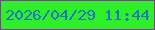 文字の大きさ：1、枠の色：982cb6、背景の色：2cf124、文字の色：296ed1 無料ブログパーツのブログ時計