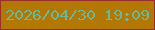 文字の大きさ：5、枠の色：982e2d、背景の色：b27803、文字の色：6bb899 無料ブログパーツのブログ時計