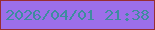 文字の大きさ：2、枠の色：982e31、背景の色：9c6fea、文字の色：3e8c9f 無料ブログパーツのブログ時計