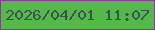 文字の大きさ：4、枠の色：9830ac、背景の色：53ba4a、文字の色：415056 無料ブログパーツのブログ時計