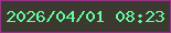 文字の大きさ：3、枠の色：983488、背景の色：3c3a30、文字の色：65fba0 無料ブログパーツのブログ時計