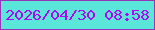 文字の大きさ：1、枠の色：9834b7、背景の色：5ae6d8、文字の色：af08f2 無料ブログパーツのブログ時計