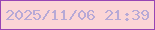 文字の大きさ：2、枠の色：9845b4、背景の色：fbd5d6、文字の色：b7a9d6 無料ブログパーツのブログ時計