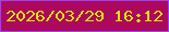 文字の大きさ：3、枠の色：9845ef、背景の色：ac085e、文字の色：dee408 無料ブログパーツのブログ時計
