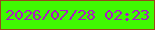 文字の大きさ：2、枠の色：984919、背景の色：40f902、文字の色：ac18c4 無料ブログパーツのブログ時計