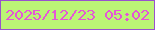 文字の大きさ：5、枠の色：9853cd、背景の色：bbf575、文字の色：e556d7 無料ブログパーツのブログ時計