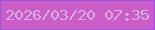 文字の大きさ：2、枠の色：9855e5、背景の色：ca5ec6、文字の色：d8aee6 無料ブログパーツのブログ時計