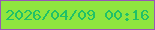 文字の大きさ：3、枠の色：9857b6、背景の色：8fe63f、文字の色：20c167 無料ブログパーツのブログ時計