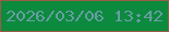文字の大きさ：2、枠の色：985b46、背景の色：0c8a3e、文字の色：689da3 無料ブログパーツのブログ時計