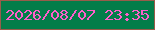 文字の大きさ：1、枠の色：985c4a、背景の色：037d49、文字の色：fe5fcb 無料ブログパーツのブログ時計