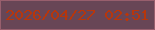 文字の大きさ：5、枠の色：985f6d、背景の色：684656、文字の色：b7360c 無料ブログパーツのブログ時計