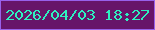文字の大きさ：4、枠の色：9861eb、背景の色：671569、文字の色：2ef0c0 無料ブログパーツのブログ時計