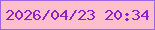 文字の大きさ：5、枠の色：9867e6、背景の色：febfcd、文字の色：941fca 無料ブログパーツのブログ時計