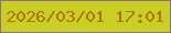 文字の大きさ：1、枠の色：986888、背景の色：c7d023、文字の色：b37109 無料ブログパーツのブログ時計