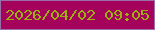 文字の大きさ：4、枠の色：986fa9、背景の色：a5025b、文字の色：9dae0f 無料ブログパーツのブログ時計