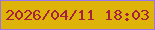 文字の大きさ：5、枠の色：9875ef、背景の色：dfb40a、文字の色：a6213a 無料ブログパーツのブログ時計