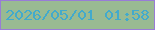 文字の大きさ：1、枠の色：987cd6、背景の色：99ba92、文字の色：42aacc 無料ブログパーツのブログ時計