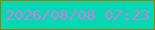 文字の大きさ：3、枠の色：987e02、背景の色：06d8b3、文字の色：ca80da 無料ブログパーツのブログ時計