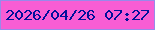 文字の大きさ：4、枠の色：9889ea、背景の色：f85dd4、文字の色：00109b 無料ブログパーツのブログ時計