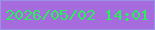 文字の大きさ：1、枠の色：9893e4、背景の色：a66cdd、文字の色：27f05b 無料ブログパーツのブログ時計