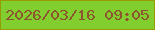 文字の大きさ：5、枠の色：989a01、背景の色：81ce2e、文字の色：8d552e 無料ブログパーツのブログ時計