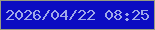 文字の大きさ：2、枠の色：989b81、背景の色：0c0cc2、文字の色：9fa8e9 無料ブログパーツのブログ時計