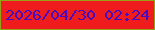 文字の大きさ：3、枠の色：98a017、背景の色：ef1b1c、文字の色：450cc1 無料ブログパーツのブログ時計