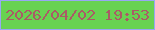 文字の大きさ：3、枠の色：98a7f3、背景の色：68d251、文字の色：aa5b66 無料ブログパーツのブログ時計