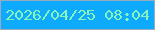 文字の大きさ：2、枠の色：98aac0、背景の色：0eaafe、文字の色：87f4ba 無料ブログパーツのブログ時計