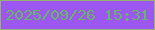 文字の大きさ：1、枠の色：98b173、背景の色：9b57ef、文字の色：65b666 無料ブログパーツのブログ時計