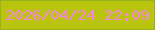 文字の大きさ：2、枠の色：98b220、背景の色：b9c40f、文字の色：fa85dc 無料ブログパーツのブログ時計