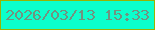 文字の大きさ：5、枠の色：98b303、背景の色：0cffcc、文字の色：719380 無料ブログパーツのブログ時計